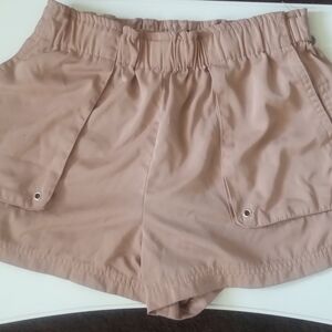 Women's Ruffled Tan Shorts